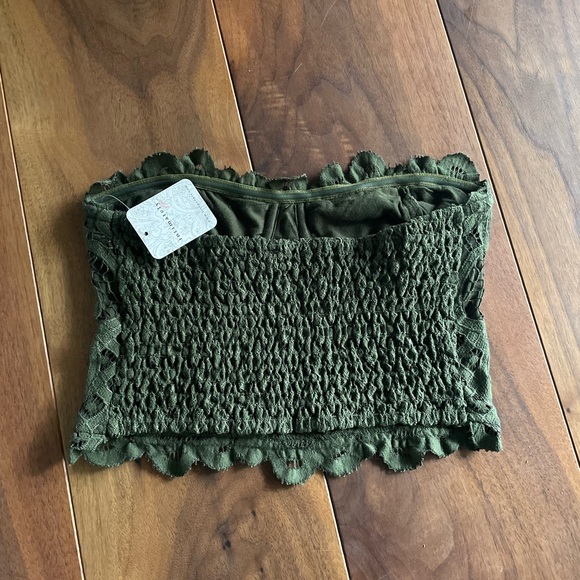 NEW Free People Small Intimately Army Green Corset Crop Top Bandeau Cottage - Picture 4 of 8